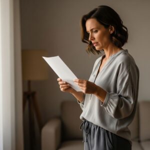 Mujer mirando factura